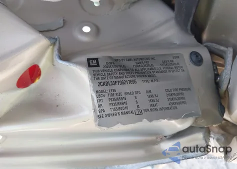 2009 Pontiac Torrent z USA, uszkodzony, nr VIN 2CKDL33F796217696